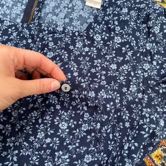 Liz Claiborne Blue Midi Slit Floral Short Sleeve Boho Soft Women Eight 8 Petite - Picture 4 of 6